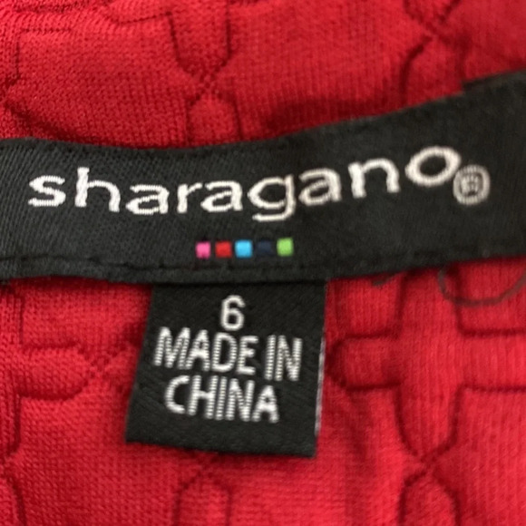 Sharagano Red Bubble Textured Pocket Short Sleeve Crew Neck Mini Dress Size 6 - Picture 6 of 6